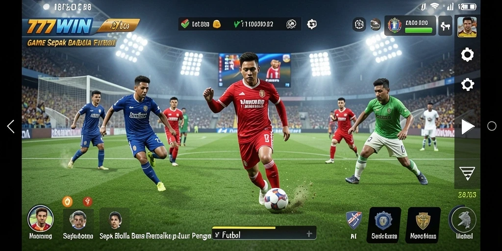 Tampilan gameplay menegangkan dari 777WIN dalam aksi sepak bola.