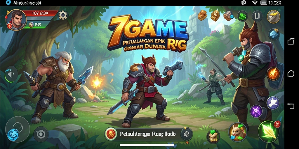 Tangkapan layar 7GAME menunjukkan aksi seru dalam pertempuran RPG.