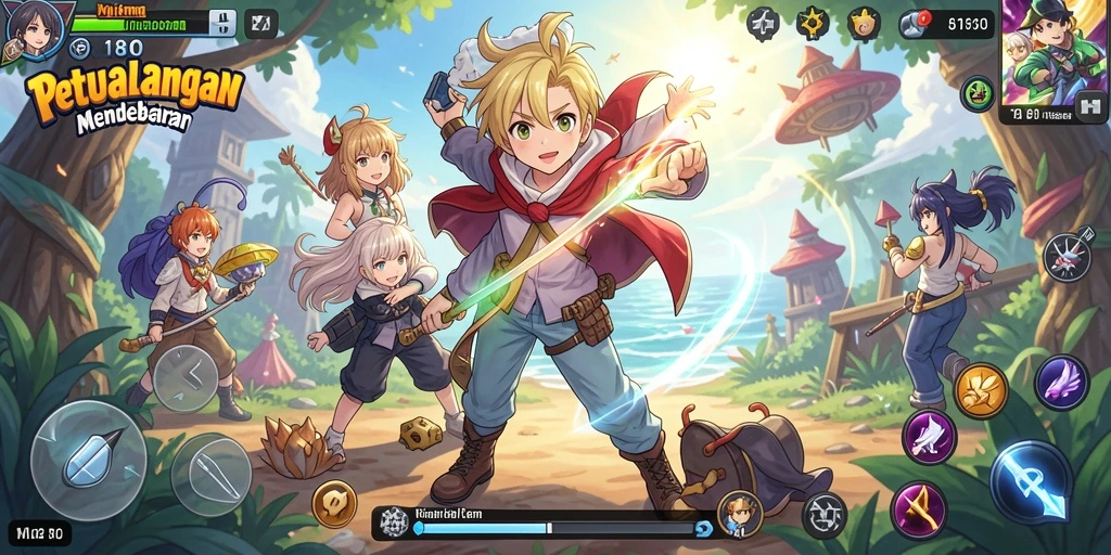 Tampilan gameplay Anime yang menakjubkan dan dinamis.