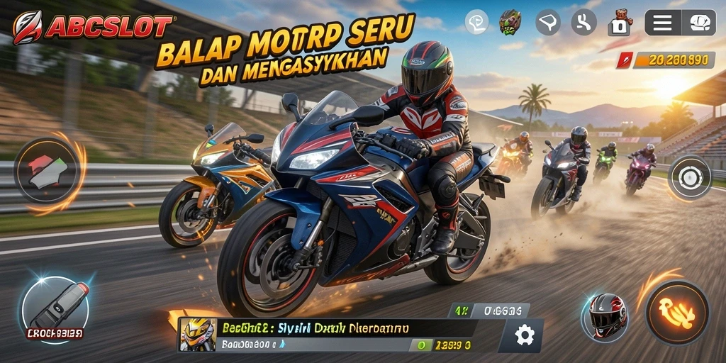 Gameplay balap motor yang mendebarkan dan penuh aksi.