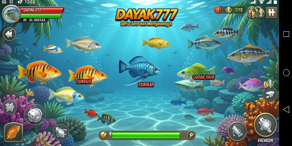 Screenshot gameplay Tembak Ikan dari DAYAK777 yang menyenangkan.