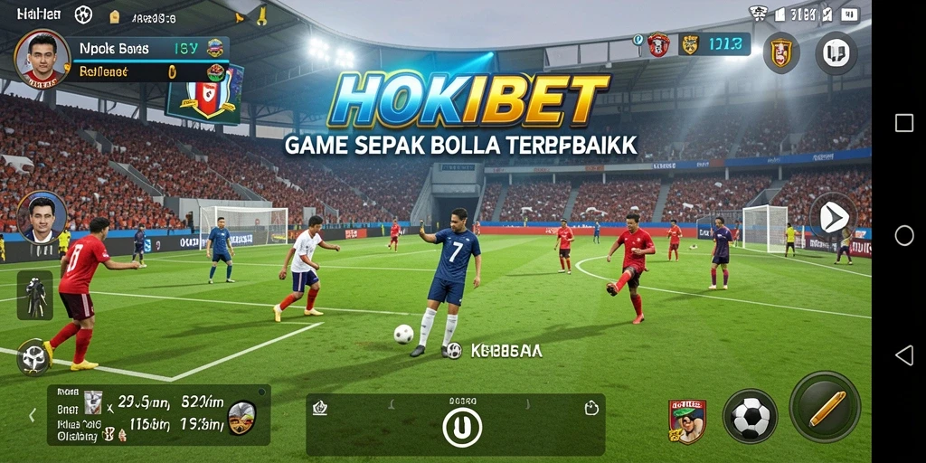 Tangkapan layar HOKIBET menampilkan aksi seru di lapangan sepak bola.