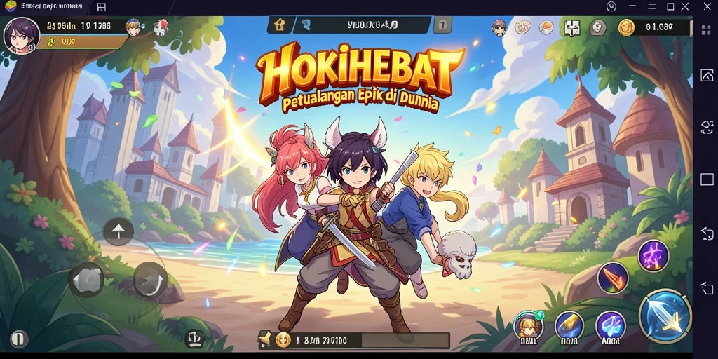 Tampilan gameplay HOKIHEBAT dengan karakter anime dan efek visual yang menarik.