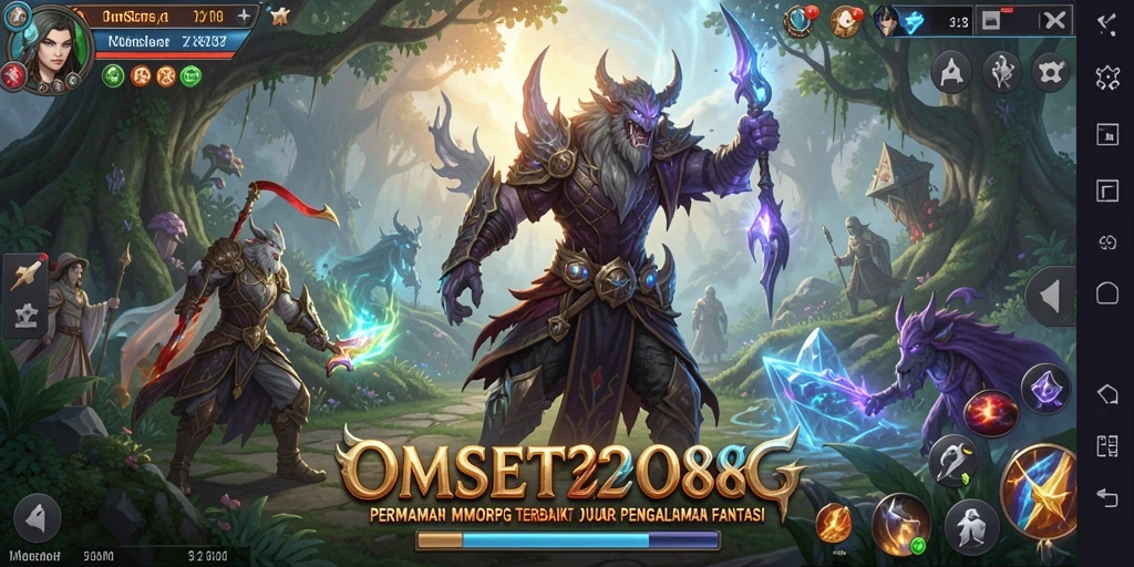 Tangkapan layar OMSET288 menunjukkan aksi pertempuran epik dalam dunia MMORPG.