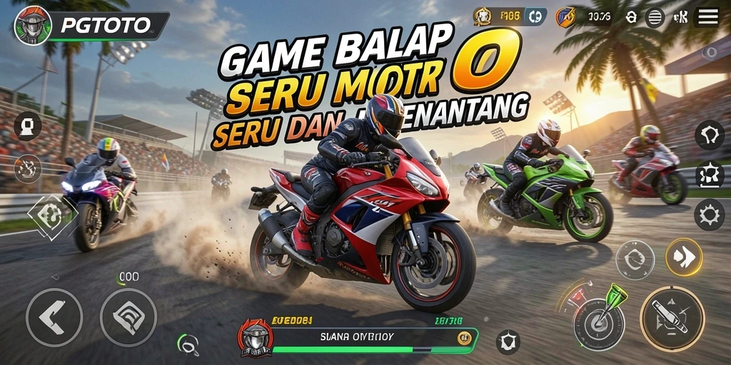 Tampilan gameplay seru PGTOTO dengan balapan motor yang mendebarkan.