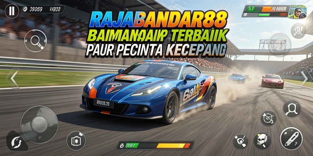 Gameplay seru dari RAJABANDAR88 saat balapan di lintasan menantang.