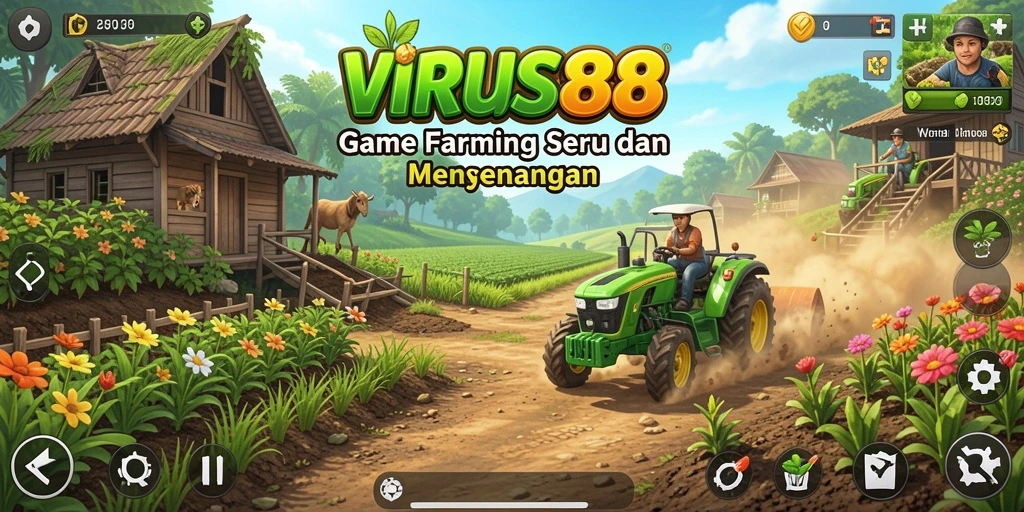 Tampilan gameplay <strong>VIRUS88</strong> yang menawan dengan aktivitas bertani yang seru.